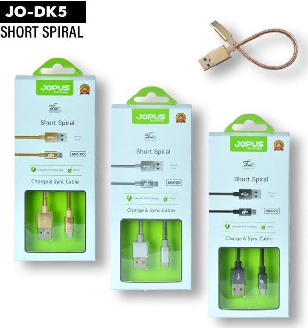 Jopus Short Spiral Micro Data ve Şarj Kısa Kablo Gümüş - Image 1