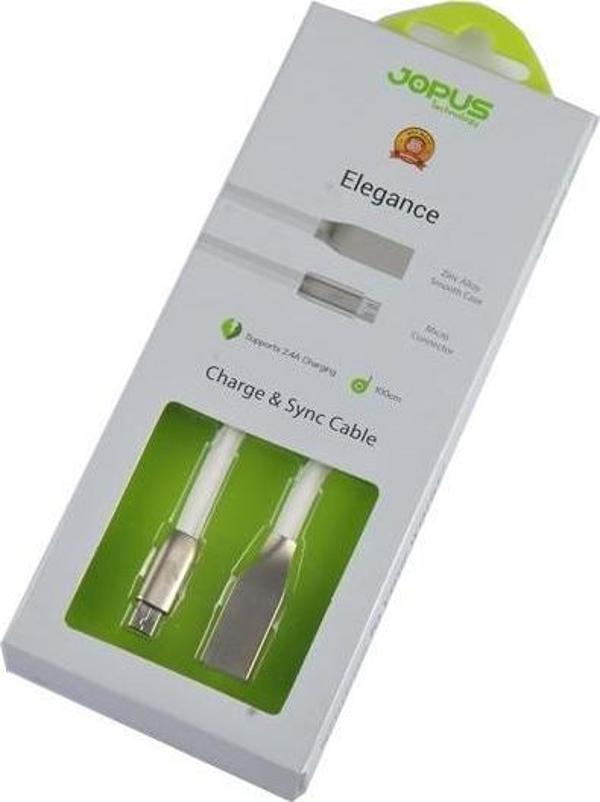 Jopus Universal Micro Elegance Data Kablosu Beyaz 1mt - Image 1