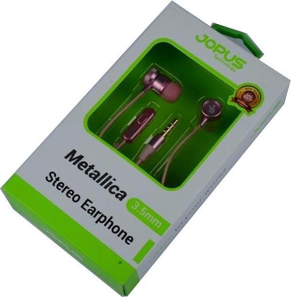 Jopus Universal 3,5 Mikrofonlu Kulaklık Seti Pembe Metallica JO-H1 - Image 1