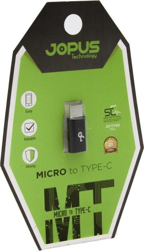 Jopus JO-TY02 Universal Çevirici Adaptör Micro'dan Type C'ye Sarj Çevirici Aparat Siyah - Image 1