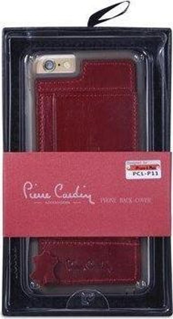 Pierre Cardin iPhone 6 Plus ile Uyumlu Deri Arka Koruma Paneli Kırmızı PCL-P11 - Image 1