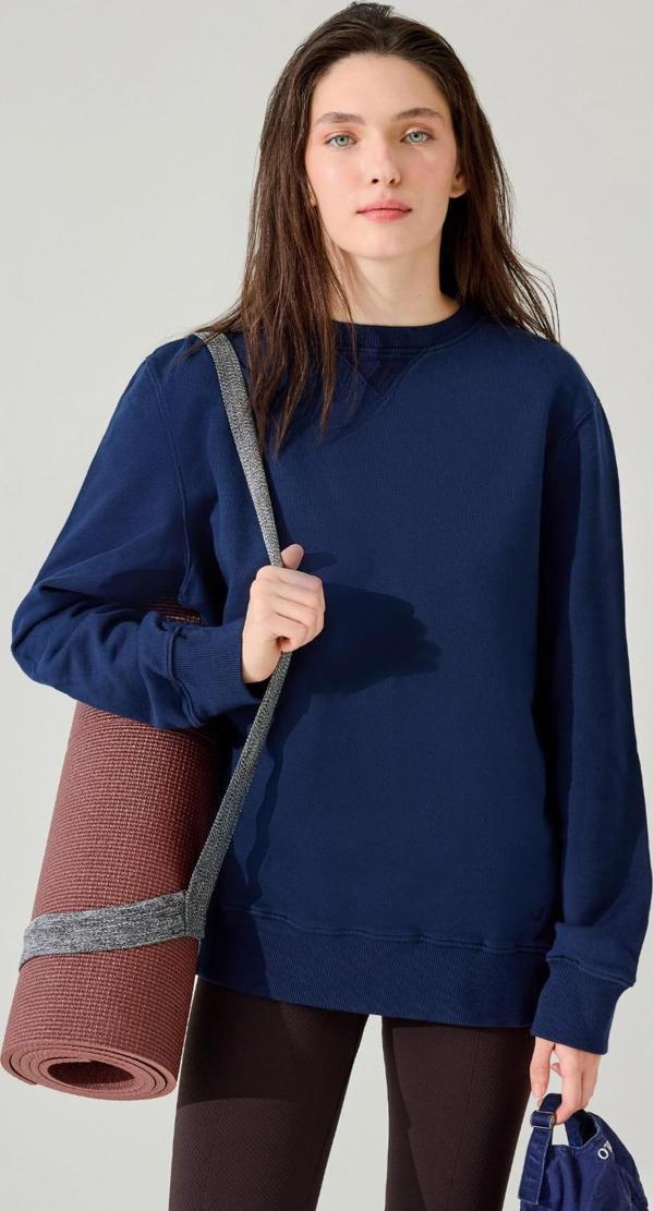 Jerf Lydney Kadın V Detaylı Sıfır Yaka Sweatshirt Lacivert - Image 1