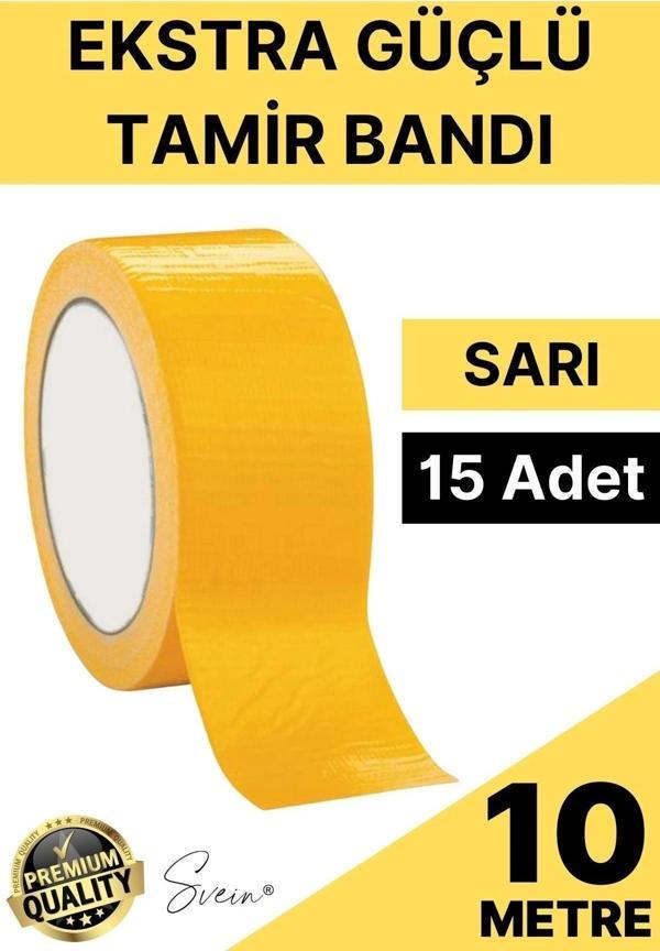 15 Adet 10 mt Sarı Tamir Takviye Kapatıcı Güçlü Onarım Bandı Su Geçirmez Sızdırmaz Dayanım Çatlak - Image 1
