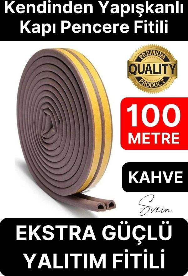 Kalın Kauçuk 2x50=100 mt Ekstra Uzun Kahve Kapı Pencere Fitili Soğuk Koruyucu Geçirmez İzolasyon - Image 1