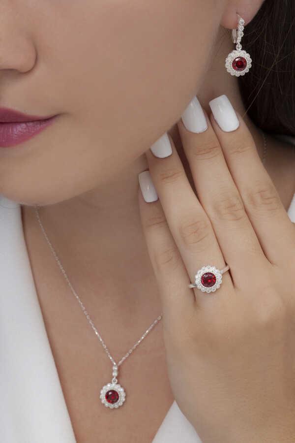 AgaKulche Tek Taş Gümüş Takı Seti S64KK 925 - Image 1