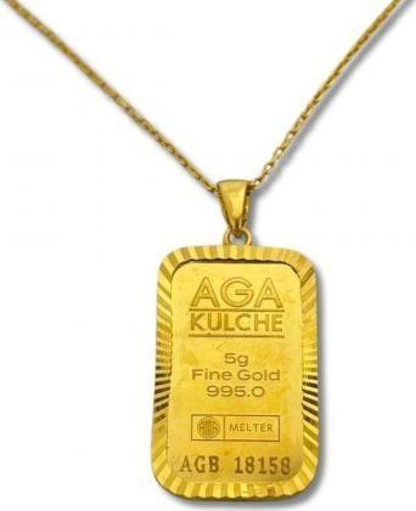 5 gr Kalemli Altın Külçe Kolye - Image 1