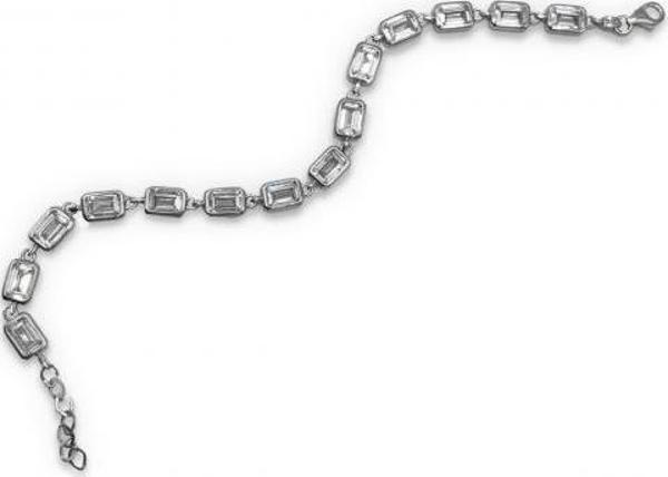 AgaKulche Gümüş Zirkon Taşlı Zümrüt Kesim Bileklik - Image 1