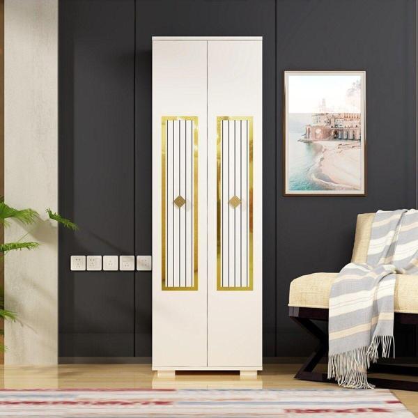DemonteHome Noradh (B) 2 Kapakli Çok Amaçli Dolap Beyaz-Altin - Image 1