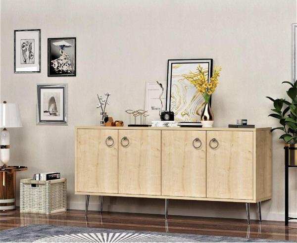 DEMONTE DECOR Solle 160 Cm 4 Kapakli ,Rafli Konsol Safi̇rmeşe - Image 1