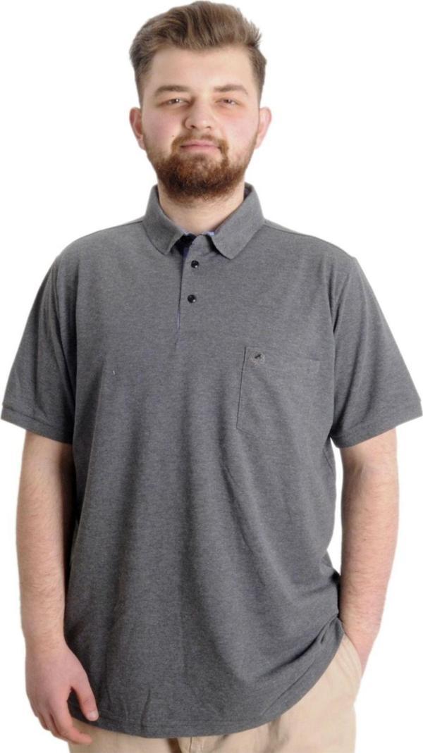 Modexl Battal Beden Erkek Tshirt Polo Yaka Cepli Klasik Pike 20552 Antramelanj - Image 1