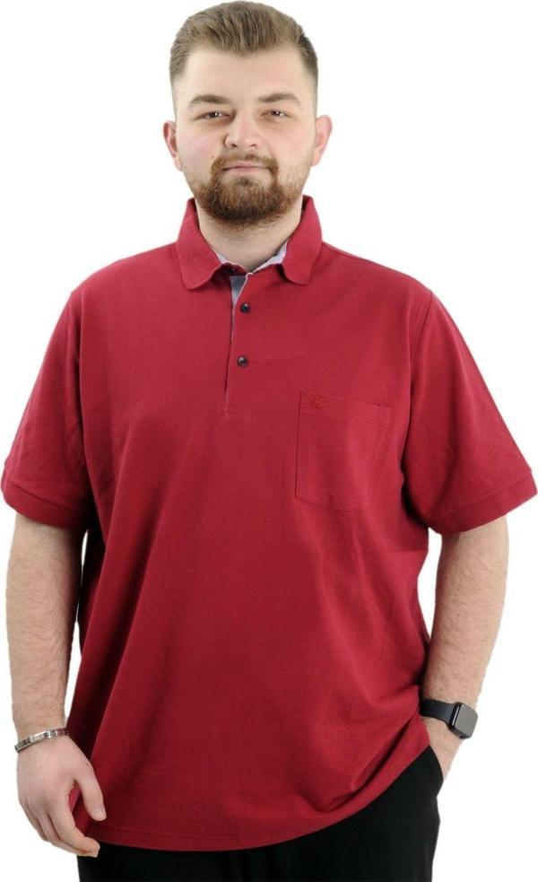 Modexl Battal Beden Erkek Tshirt Polo Yaka Cepli Klasik Pike 20552 Bordo - Image 1