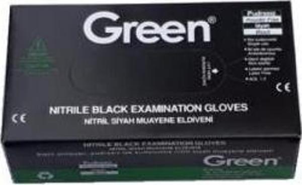Green Muayene Eldiveni Nitril Pudrasız Siyah Büyük Boy (L) | 100 Adet - Image 1