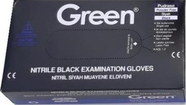 Green Muayene Eldiveni Nitril Pudrasız Siyah Orta Boy (M) | 100 Adet - Image 1