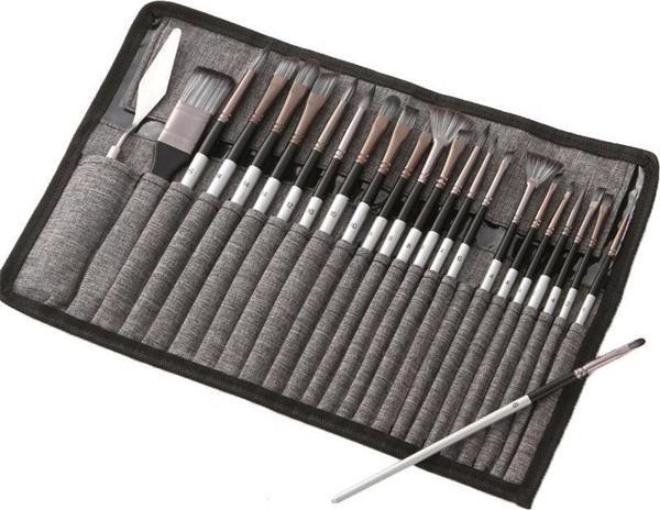 Valkyrie 24 Adet Profesyonel Boya Fırça Seti Gri - Image 1