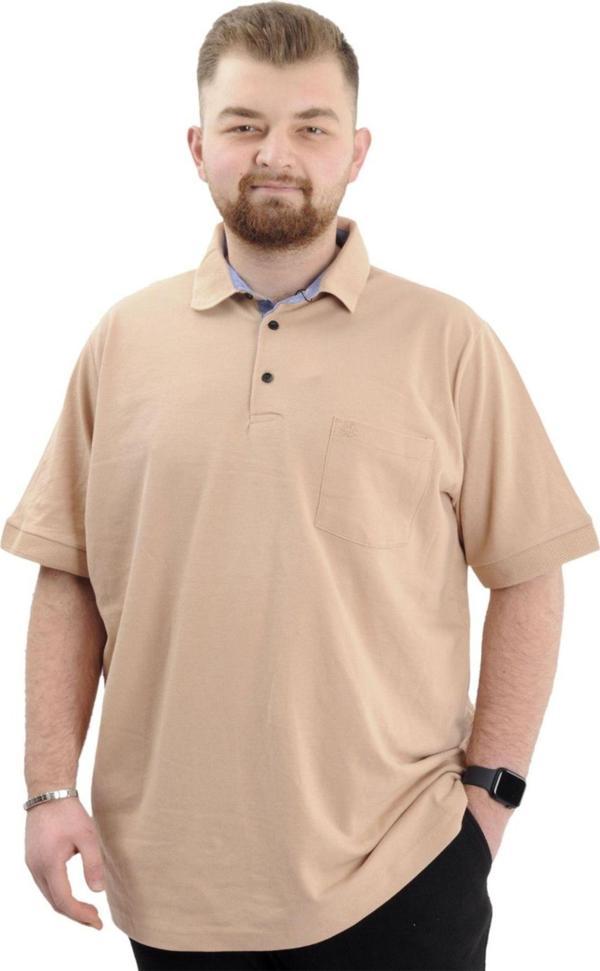 Modexl Battal Beden Erkek Tshirt Polo Yaka Cepli Klasik Pike 20552 Bej - Image 1