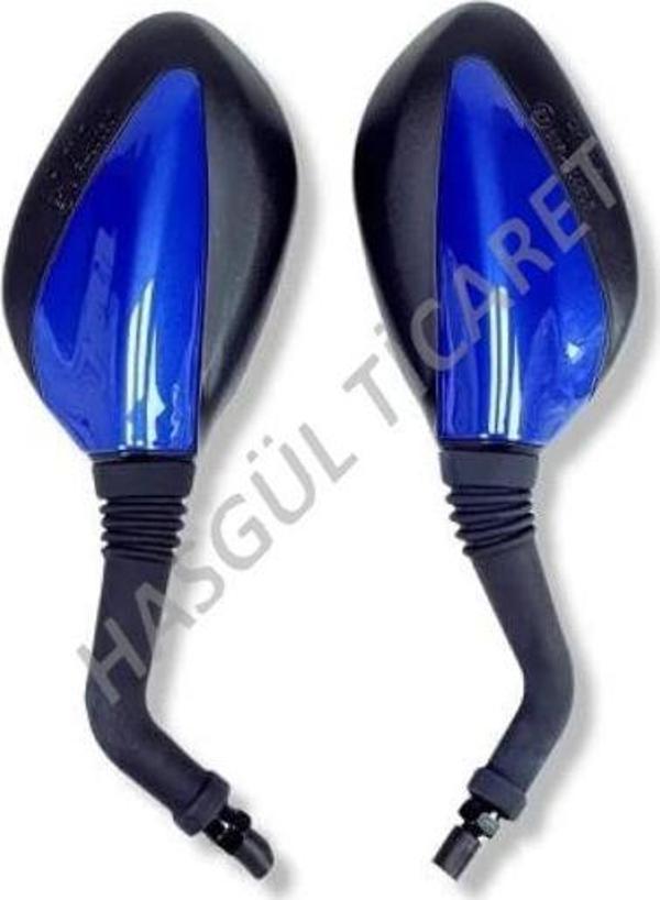 Hsgl Motorsiklet Scooter Mavi Ayna Takımı 8 mm Ayna Sağ Sol Takım - Image 1