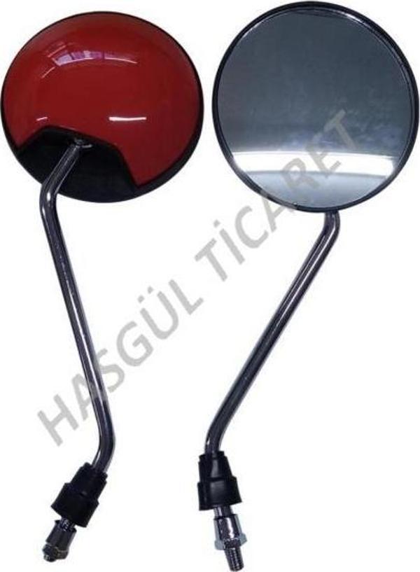 Hsgl Motorsiklet Scooter Yuvarlak Kırmızı Ayna Takımı 8 mm Ayna Sağ Sol Takım - Image 1