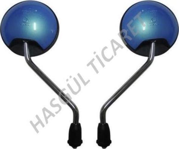 Hsgl Motorsiklet Scooter Yuvarlak Mavi Ayna Takımı 8 mm Ayna Sağ Sol Takım - Image 1