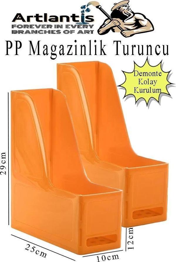 Turuncu Magazinlik Demonte Plastik 2 Adet Plastik Kutu Klasörü Magazinlik A4 Dosya ve Masa Düzenleyici Sınıf Ev Ofis - Image 1