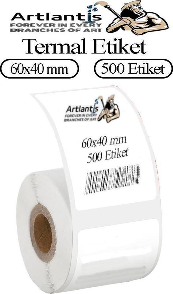 60x40 mm Barkod Etiketi Yapışkanlı 1 Adet Rulo Etiket Termal Barkot Terazi Etiketi 500 lü Barkod Yazıcılarına Uyumludur - Image 1