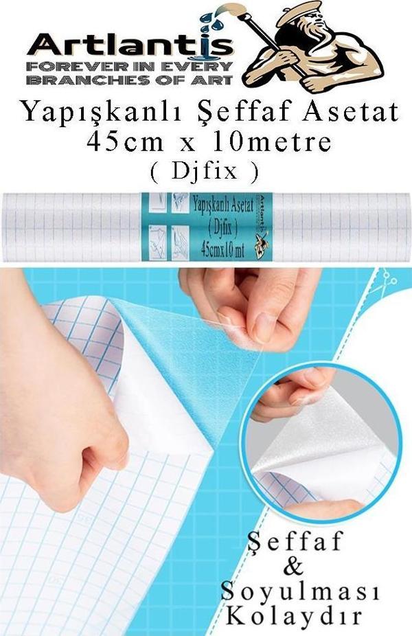 Yapışkanlı Şeffaf Asetat 1 Adet 45cm x 10 metre Djfix Kendinden Yapışkanlı Şeffaf Rulo Asetat Transparan Soğuk Laminasyo - Image 1