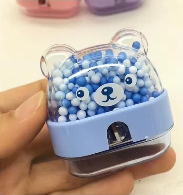 Boncuklu Sevimli Ayıcık Kalemtıraş 1 Adet Hazneli Kalemtıraş Ayıcıklı Standart Kalem Açacağı Sevimli Plastik - Image 1