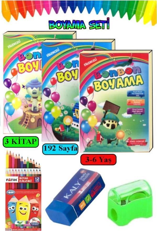Boyama Kitabı Kalın 1 Paket 3-6 Yaşa Uygun Boyama Kitabı 192 Sayfa Çek Kopar Boya Kuruboya Silgi Kalemtıraş Okul Öncesi - Image 1