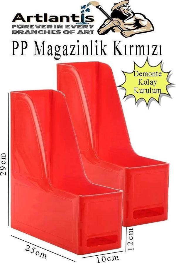 Kırmızı Magazinlik Demonte Plastik 2 Adet Plastik Kutu Klasörü Magazinlik A4 Dosya ve Masa Düzenleyici Sınıf Ev Ofis - Image 1