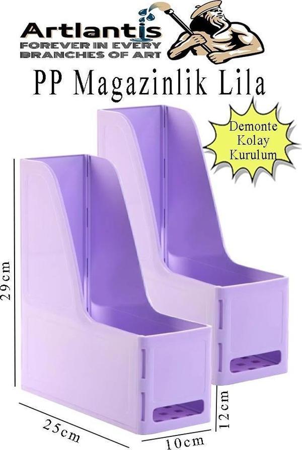 Lila Magazinlik Demonte Plastik 2 Adet Plastik Kutu Klasörü Magazinlik A4 Dosya ve Masa Düzenleyici Sınıf Ev Ofis - Image 1