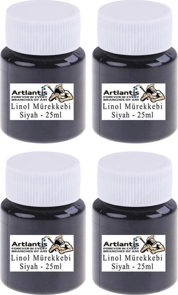 Linol Mürekkebi Siyah 25 ml 4 Adet Linol Baskı Mürekkebi Blok Baskı Sanat Hobi - Image 1