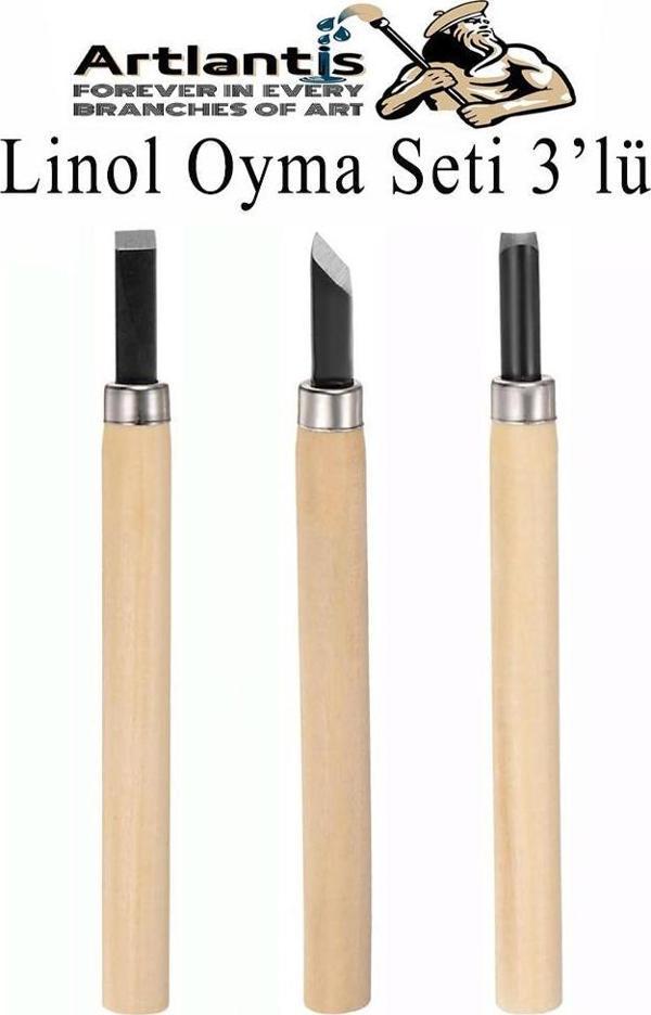 Linol Oyma Seti 3 Parça 1 Paket Linol Oyma Kesme Bıçak Seti 3 Bıçaklı Linolyum Baskı Ahşap Saplı - Image 1