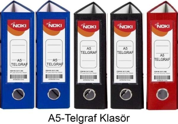 Telgraf Klasör Geniş A5 Plastik 5 Adet (2 mavi 2 siyah 1 kırmızı ) - Image 1