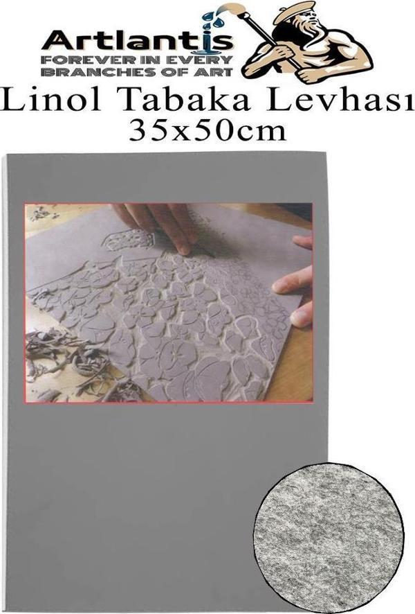 Linol Tabaka Levhası 35x50 cm 2mm Gri 1 Adet Linolyum Tabaka Gri Linol Muşamba Baslı Levha - Image 1