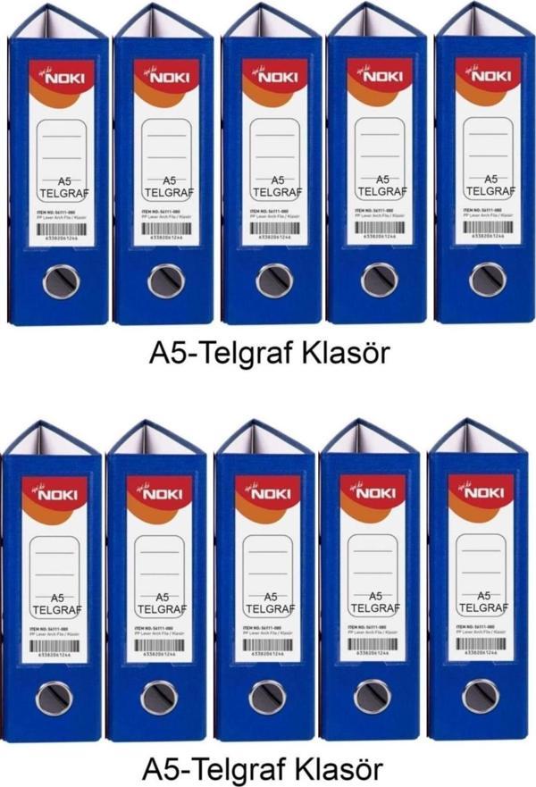 Telgraf Klasör Mavi Geniş A5 Plastik 10 Adet - Image 1