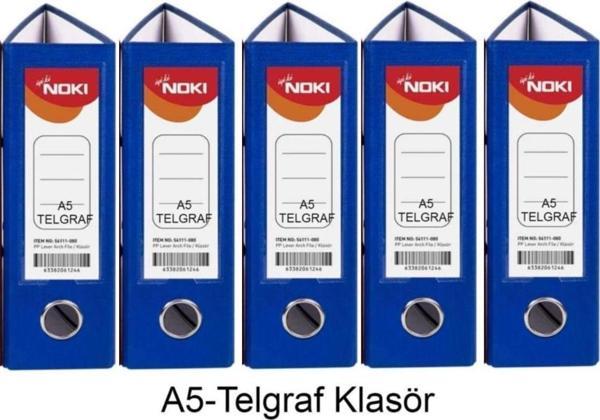 Telgraf Klasör Mavi Geniş A5 Plastik 5 Adet - Image 1