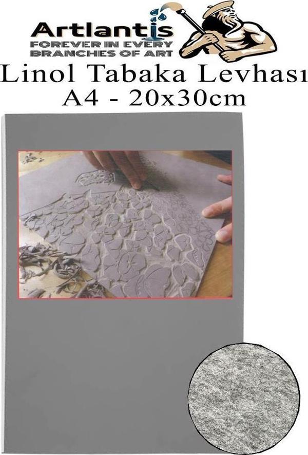 Linol Tabaka Levhası A4 20X30 cm 2mm Gri 1 Adet Linolyum Tabaka Gri Linol Muşamba Baslı Levha - Image 1