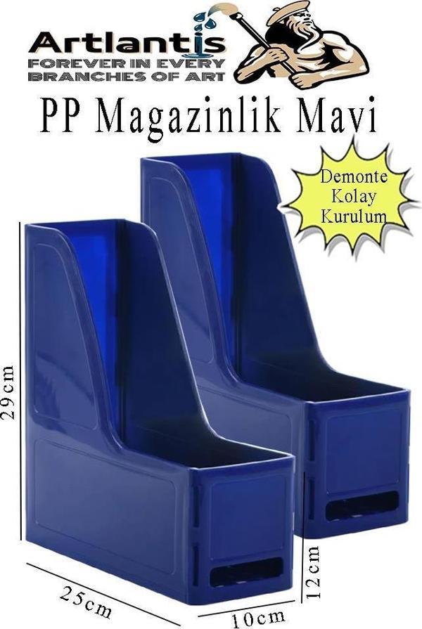 Mavi Magazinlik Demonte Plastik 2 Adet Plastik Kutu Klasörü Magazinlik A4 Dosya ve Masa Düzenleyici Sınıf Ev Ofis - Image 1