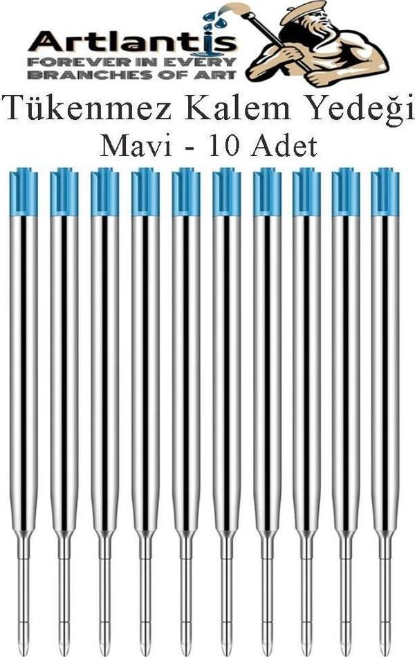 Mavi Tükenmez Kalem Yedeği 10 Adet Tükenmez Kalem İçi Yedek Mavi Metal Tükenmez Kalem İçi Okul Ofis Jel Kalem İçi - Image 1