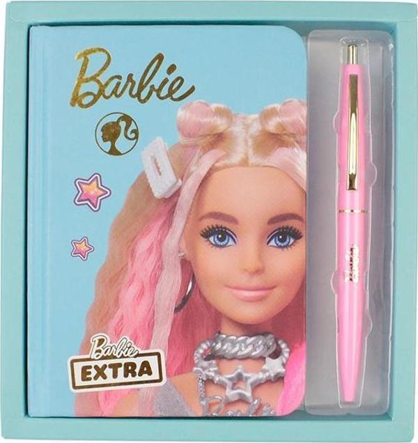 Orijinal Barbie Extra Notebook Mavi 2 li  Kalın Kapak Çizgili Defter Tükenmez Kalem Lisanlı Barbie Baskılı Not Defteri S - Image 1
