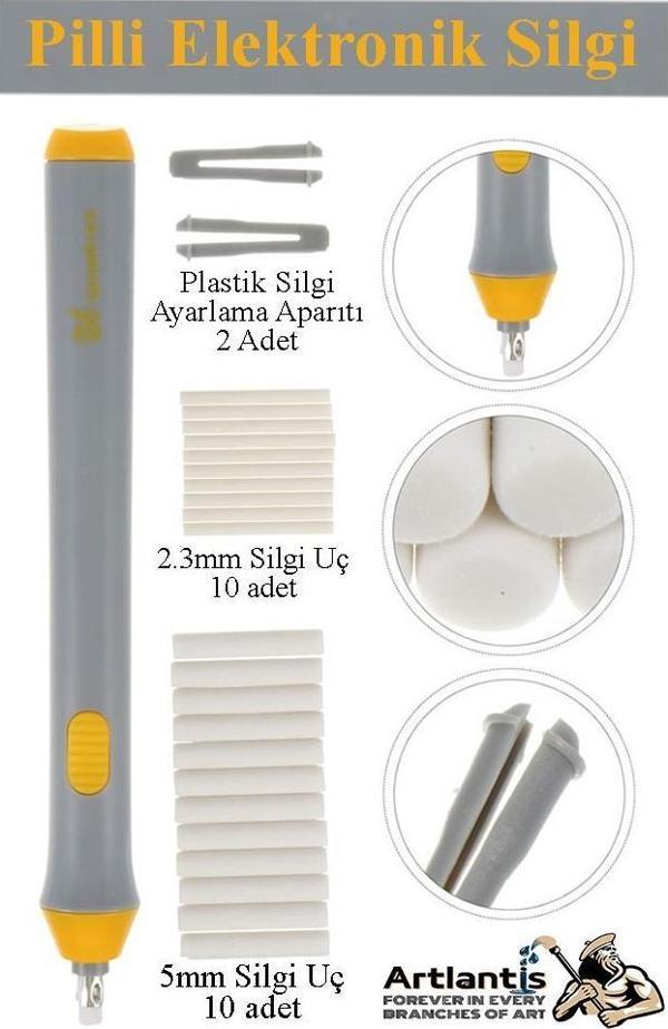 Otomatik Elektronik Silgi Pilli 23 Parça 1 Paket Karakalem Eskiz Çizim Taşınabilir Kalem Silgi Dağıtma Karıştırıcı - Image 1