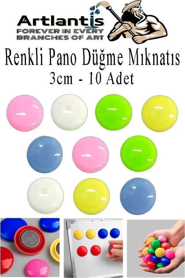 Renkli Pano Düğme Mıknatısı 10 lu 1 Paket Manyetik Yuvarlak Mıknatıs Buzdolabı Renkli Plastik Kaplı Dekarasyon Hobi Etki - Image 1