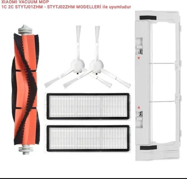 Lin Grup Xiaomi Vacuum Mop 1C - 2C Stytj01Zhm Stytj02Zhm Modelleri Ile Uyumlu Fırça Filtre Kapak Seti - Image 1