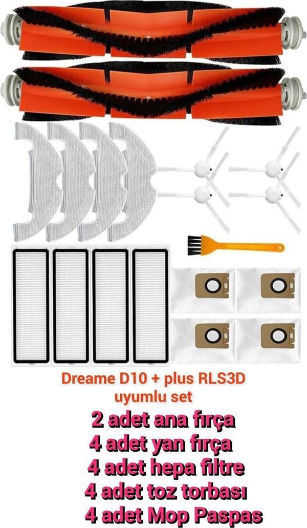 Lin Grup Dream E D10+ Plus Rls3D Uyumlu Yedek Fırça Paspas Toz Torbası Filtre - Image 1