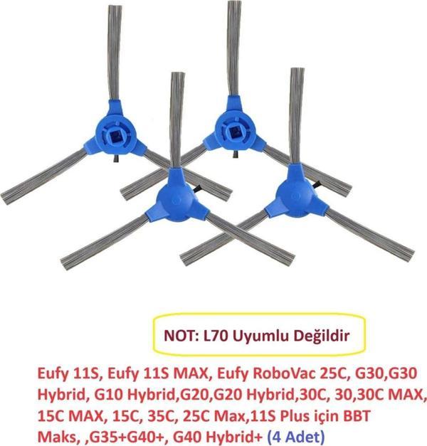 Lin Grup 11S, Robovac 25C ,G30 Hybrid,  Uyumlu  G10 G20 Hybrid 30C 15C  4 Adet Yan Fırça - Image 1
