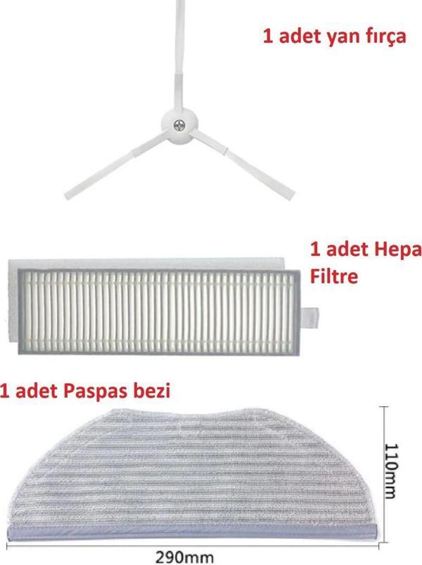 Lin Grup Viomi V3 Max Uyumlu Hepa Filtre Mop Paspa Ve Yan Fırça - Image 1