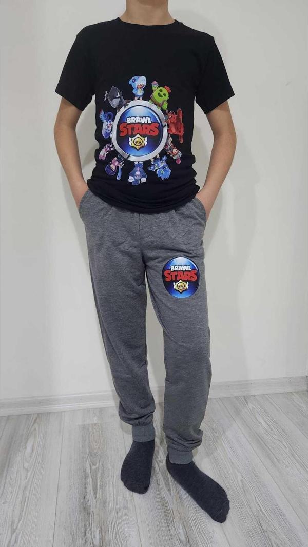 Lin Grup Brawl Stars Çocuk Alt Üst Takım Eşofman Tişört + Pamuklu - Image 1