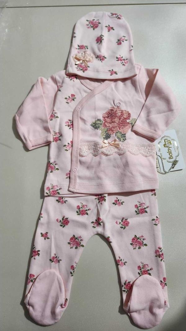 Lin Grup Hastane Çıkışı Bebek Çiçekli Zıbın Set - Image 1