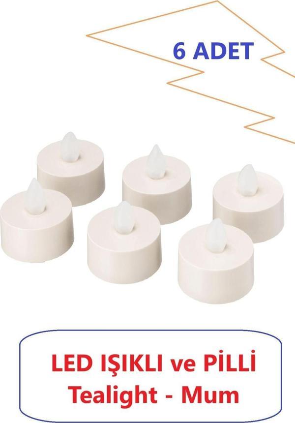 Lin Grup Led Mum Ledli Şamdan Mum Pilli Led Işıklı Mum Tea Light 6 Adet - Image 1