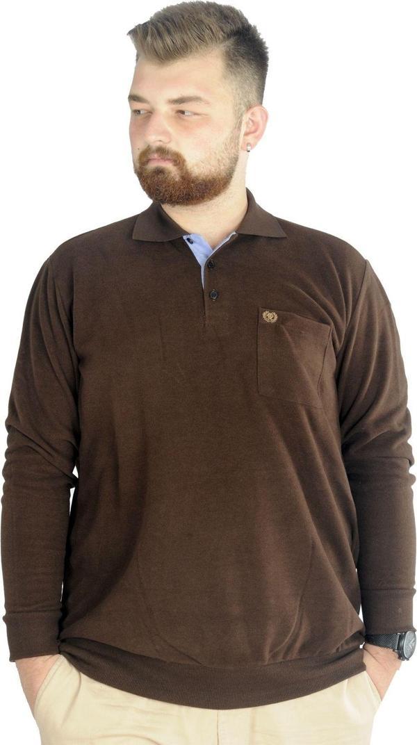 Modexl Büyük Beden Erkek Sweat Polo Selanik Basic 20441 Sütlü Kahve - Image 1