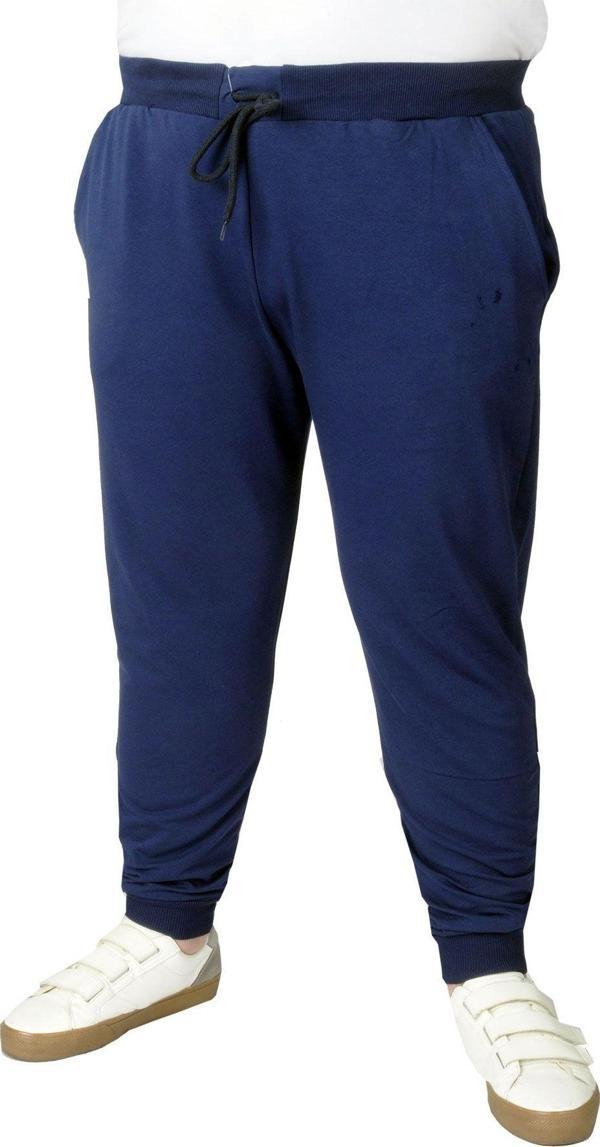 Modexl Büyük Beden Eşofman Altı Dar Paça Baskılı 20507 Indigo - Image 1
